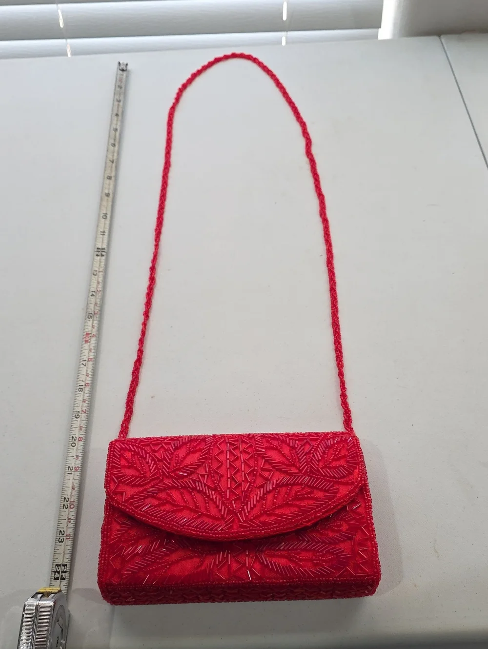 Bijoux Terner Red Beaded Evening Shoulder Bag